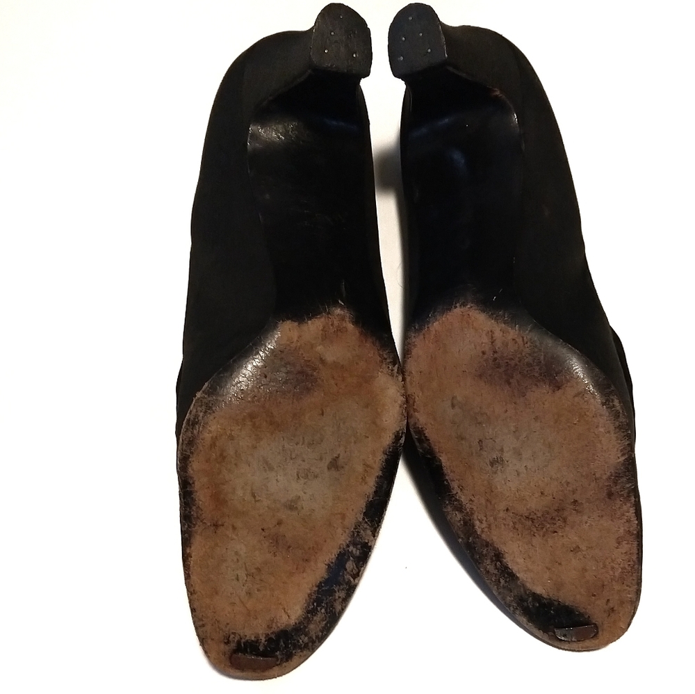 Vtg 30s 40s Rhythm Step green pumps with bo - Picture 8 of 8